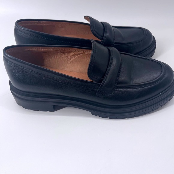 Madewell Bradley Lugsole Loafers Black Leather Chunky Penny Shoes 7 Y2K - Picture 3 of 8